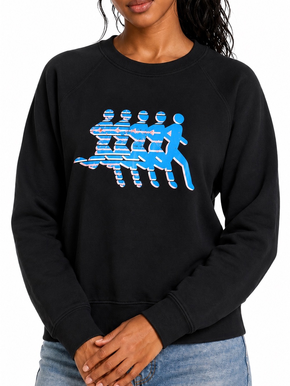 SPLITS59 Black Pullover Sweater with Runners Graphic Small